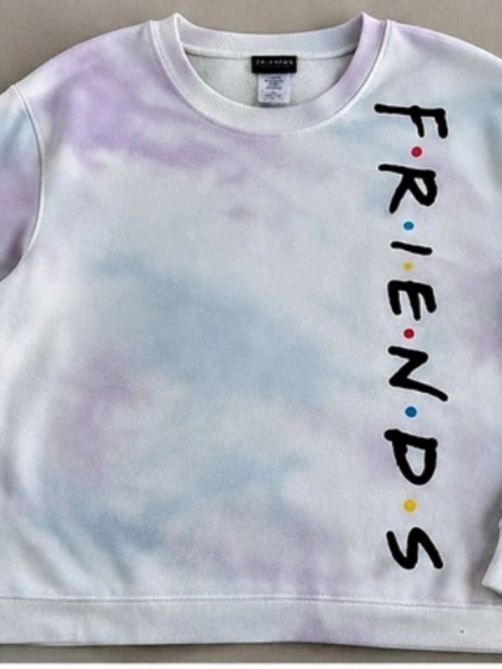 Friends TV Show Sweatshirt XL Pastel Tie Dye Crewneck Logo Graphic Pullover